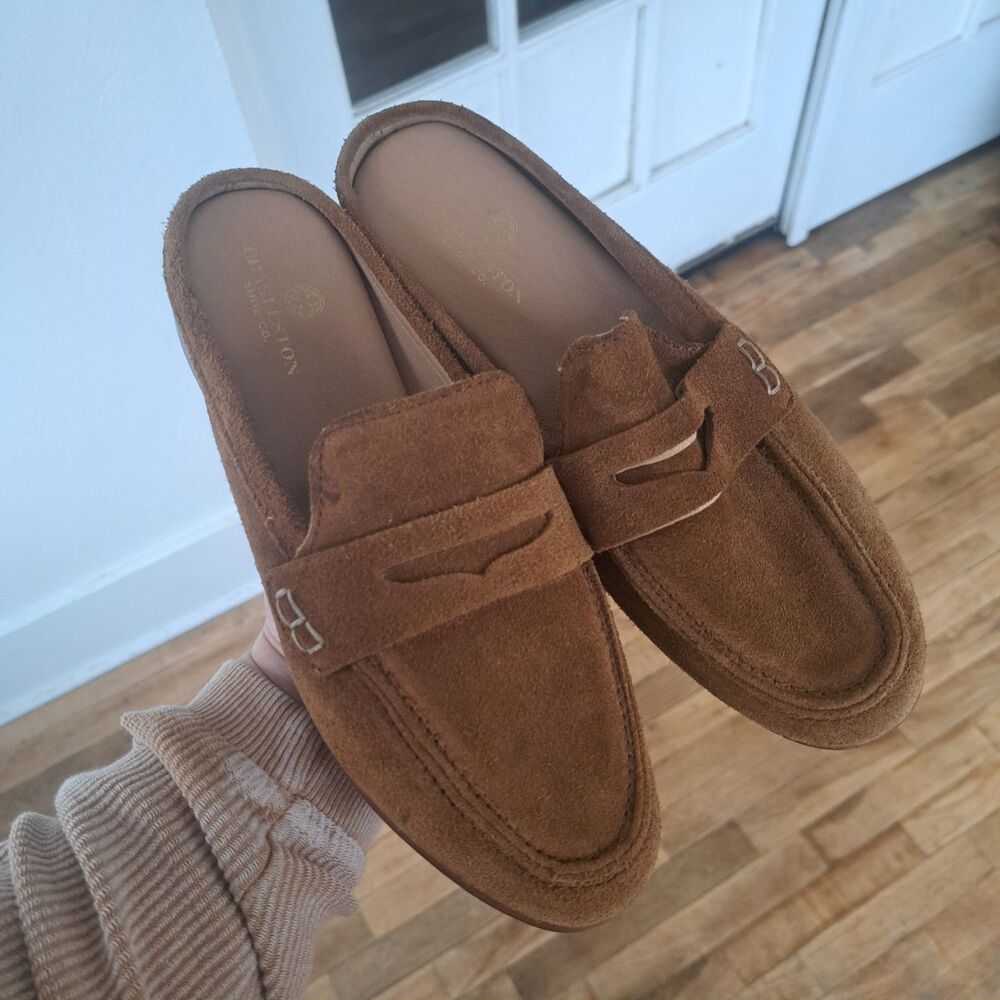 Charleston Shoe Co Size 9 Womens Brown Penny Loafers Suede Leather Casual Flats - Picture 2 of 8